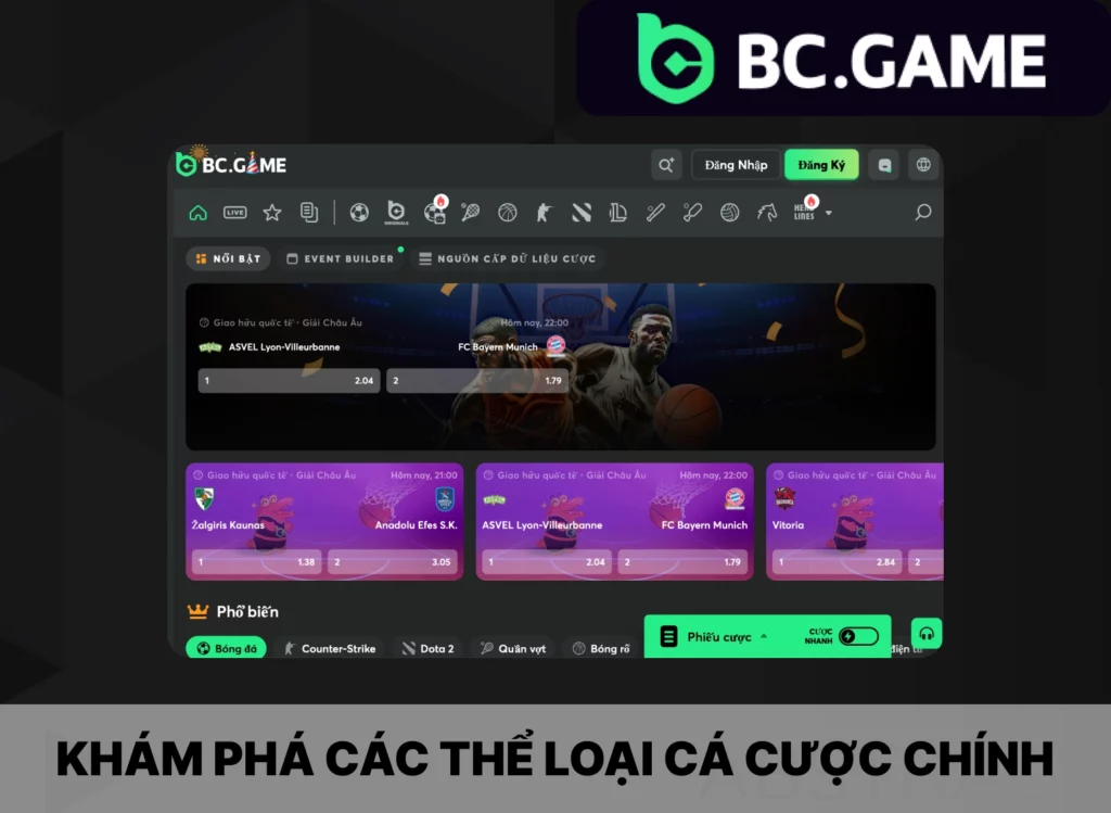 Các hạng mục cá cược BC Game